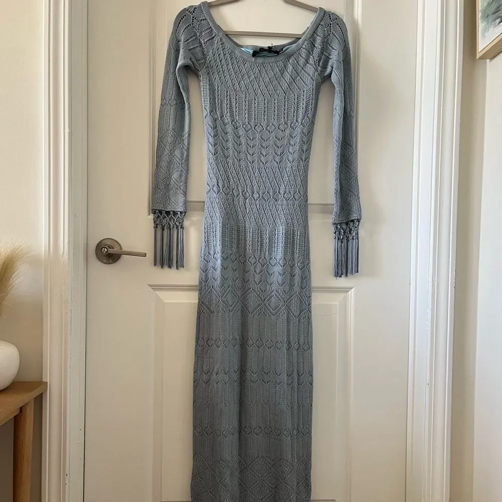 NWT House of Harlow 1960 x REVOLVE Rose Dress - Dusty Blue - Picture 6 of 11